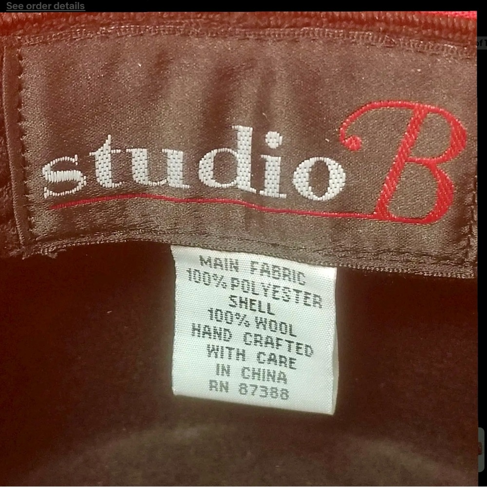 Studio B Woman’s Red Embroidered & Beaded Fancy Church Derby Hat & Clutch Bag - Picture 10 of 11